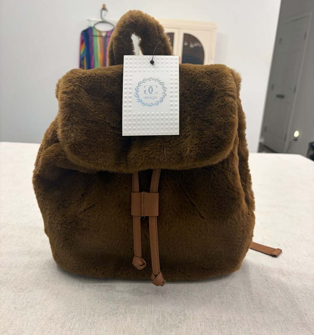 GC Design Faux Fur Mini Backpack in Brown Cottagecore